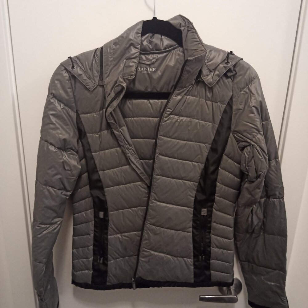 "BLINK" by Danier Leather grey puffer jacket with hood, 2XS